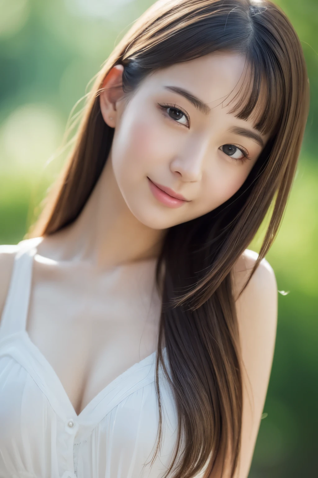 (((masterpiece))), top-quality, Extremely detailed, Detailed background, Very beautiful girl, japanese, 16 yo, Detailed face, Solo, smile, (Full body:1.3), (random hairstyles :1.2), bangs, (Young Face), (Perfect body:1.1), blouse, Summer, in 8K, Wallpaper, amazing, finely detail, Ultra-detailed, 超A high resolution, Extremely detailed, Pure erotic face, extremely detailed eye and face, Beautiful detailed eyes, highly detailed skin, No makeup, (Natural Skin),