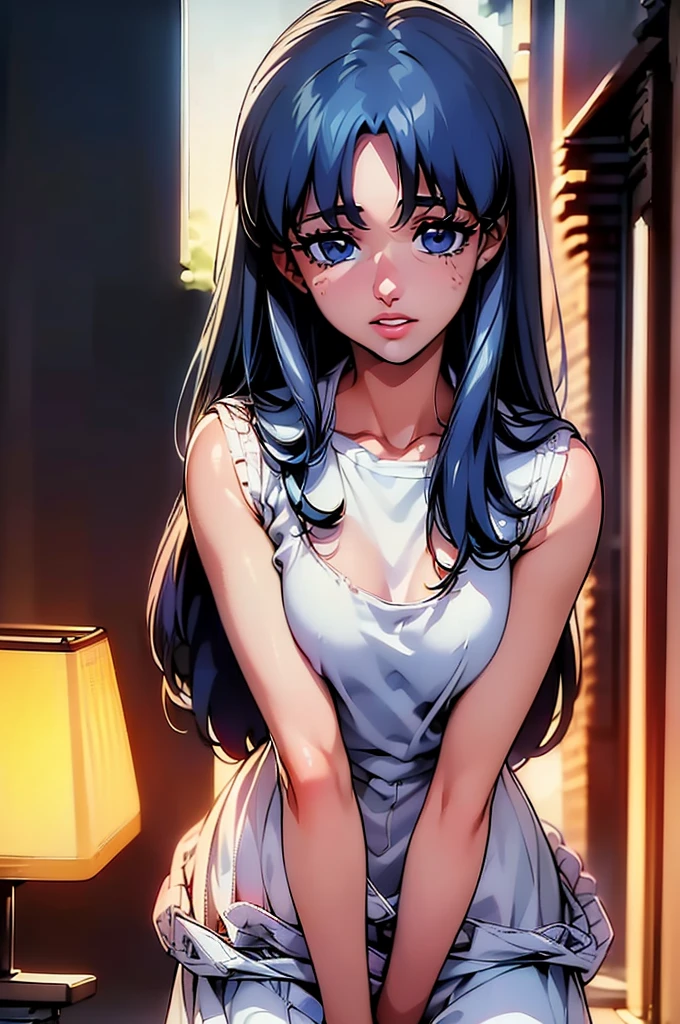 1(((masterpiece,best quality,highest quality,details)))fashion model ((( zooey deschanel 20 years old))), (((blue straight hair ))), (((very pale skin))),((((white dress))),[[[[closeup]]]], [[[[chest]]]], [[[[neck]]]], [[[[shoulders]]]], (((perfect light blue eyes))), perfect iris, perfect lips, perfect teeth, perfect skin, soft front light, glow, HDR, (muted colors:1.2)