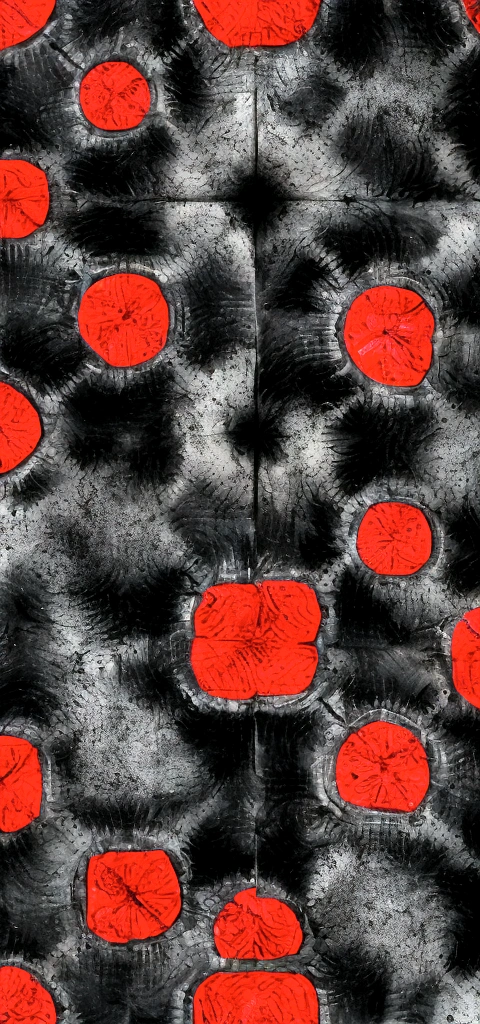 6×6×6, he's back from the dead, black, reddish grey ,red,dark grey and black blue, abstract art, digital art