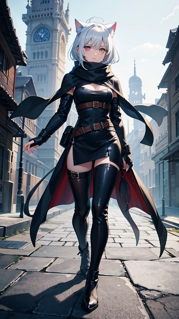 female rogue, dark hair, short hair, 1 girl, medieval costume, best quality, 8k, wallpaper, hyper detailed, hyper realistic, short skirt, skirt lifted, stall panties, black cloak, panties appearing, realistic, D&D, sitting, cameltoe, pantyshot, open legs, legs apart, upskirt, RAW,