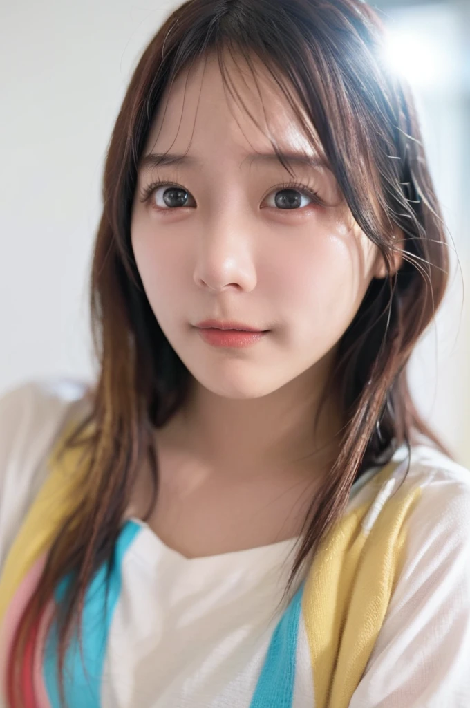 Cute Japanese Women Photos, Little Woman, 20-year-old, Beautiful and perfect face, brown, Beautiful Face, thin: 1.2,Dressed, (photo Realistic:1.4), (hyper Realistic:1.4), (Realistic:1.3),
(Smoother lighting:1.05), (Improving the quality of cinema lighting:0.9), 32k,
1 Girl,20-year-oldの***, Realistic lighting, Backlight, The light shines on your face, Ray Tracing, (Bright light:1.2), (Improvement of quality:1.4),
(Highest quality Realistic textured skin:1.4), Fine grain, Detailed face,
(tired, Sleepy and happy), (smile:0), Face close-up, T-Shirts,
(Enhances the body line:1.1), (Enhances the beauty of skin texture:1.1)