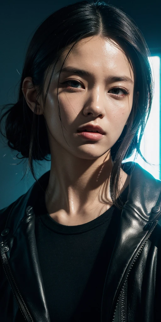Wearing cyberpunk complex streetwear, beautiful, girl, detailed portrait, 4 K, bright colors, concept art, cinematic dramatic atmosphere, sharp focus, volumetric lighting, cinematic lighting, studio quality