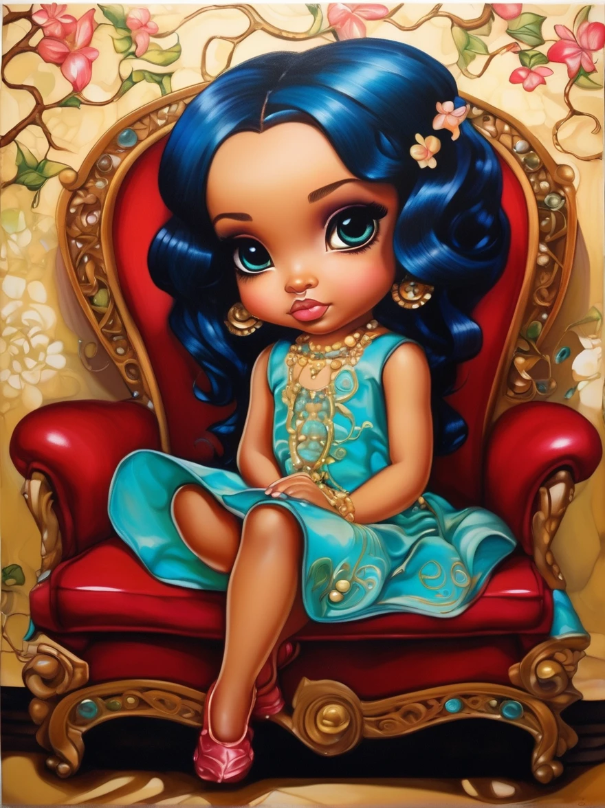 in style of Jasmine Becket-Griffith, full body portrait of character sitting in the living room