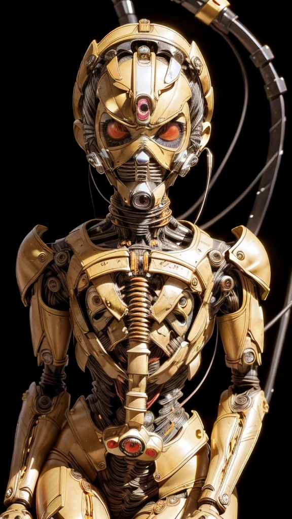 (((masterpiece))), (((Highest quality))), ((Very detailed)), (Highly detailed CG illustrations), ((close your eyes)), ((Headgear type gas mask)), ((bare hands)) ((Very delicate and beautiful)),(Cute and delicate face),,((1. Machine Girl)),alone,whole body,(Steam from the head),((Mechanical Limbs)),(Blood vessels connected to tubes),((Mechanical vertebrae attached to the back)),((Cervical vertebrae mechanically attached to the neck)),((Sitting)),Feeling facial expression,(Wires and cables connecting the head and body:1.5),(Character Focus),SF Black Hair　Sweaty face　cute