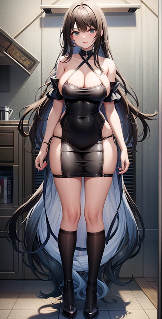 girl，Large Breasts，long hair，Topless，Bow，