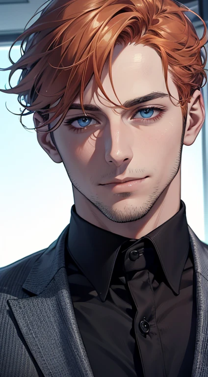 (best quality,4k,8k,highres,masterpiece:1.2),ultra-detailed,(realistic,photorealistic,photo-realistic:1.37),1 man,31 years old,mature man,very handsome,without expression,smile,short grey b
Orange hair,blue eyes,penetrating gaze,perfect face without errors,imposing posture,businessman,office background,cinematic lighting,hdr image