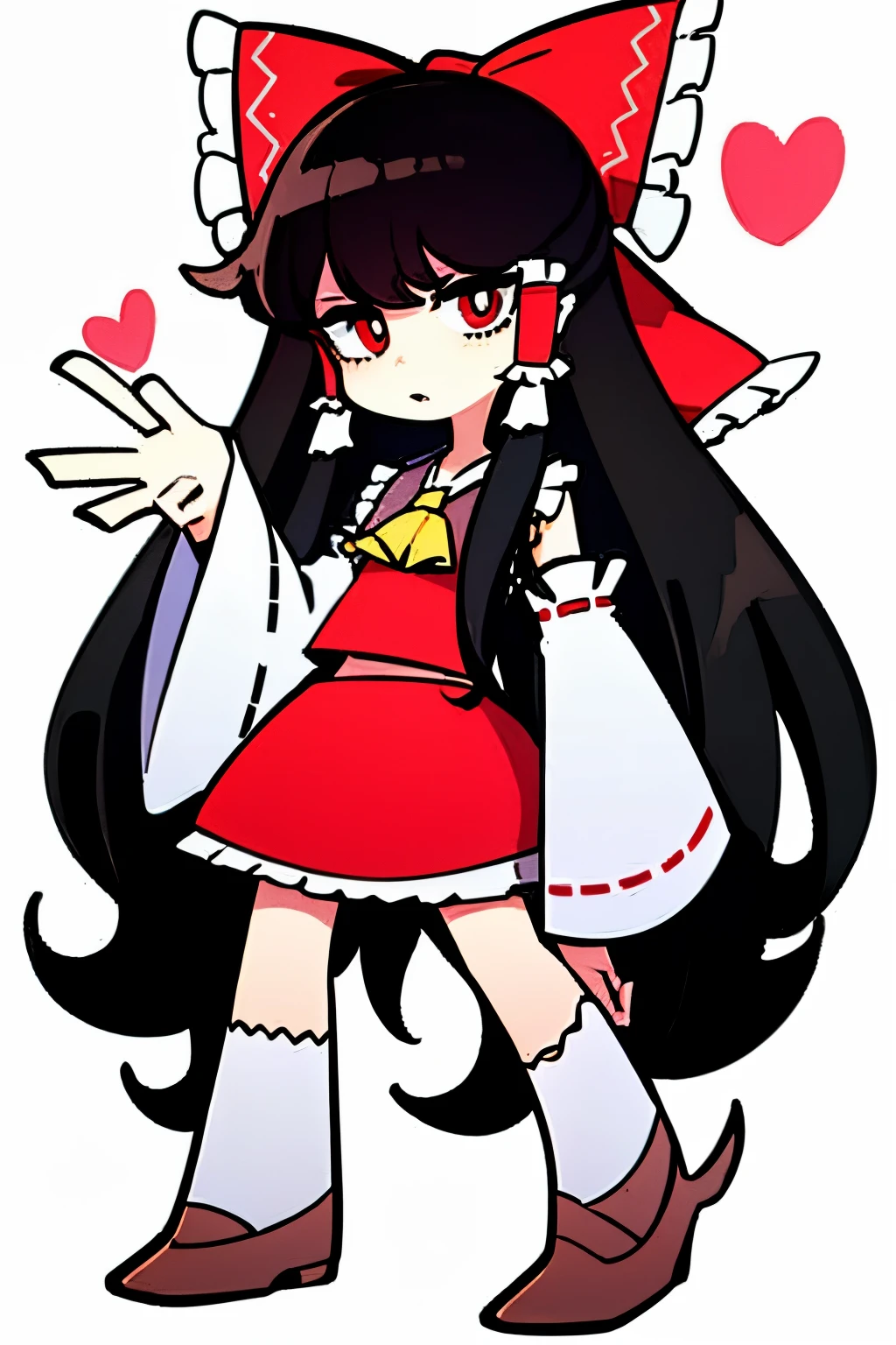 hakurei_reimu,masterpiece, super fine illustration, extremely detailed, 1girl, flat background, full body, standing, extremely detailed face and eyes,
