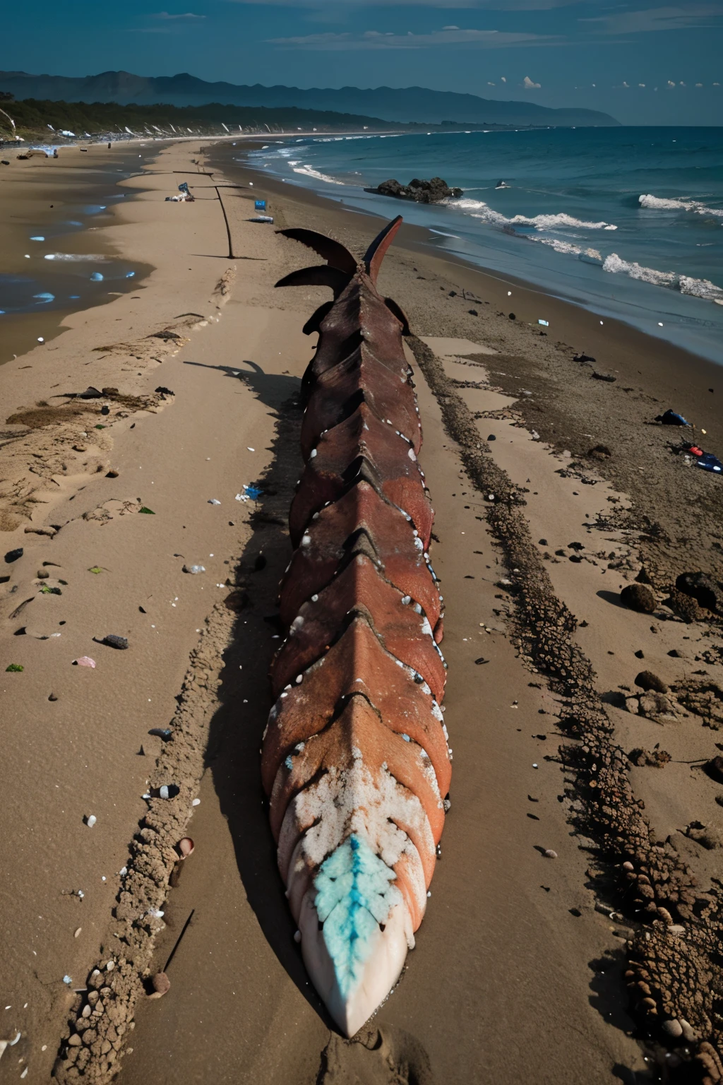 Giant monster reef squid found dead on the beach then surrounding by croud tu see it