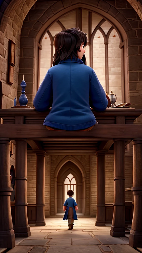Harry Potter style、Good Youth、Western-style castle、Back view、As I turned around、Wizard