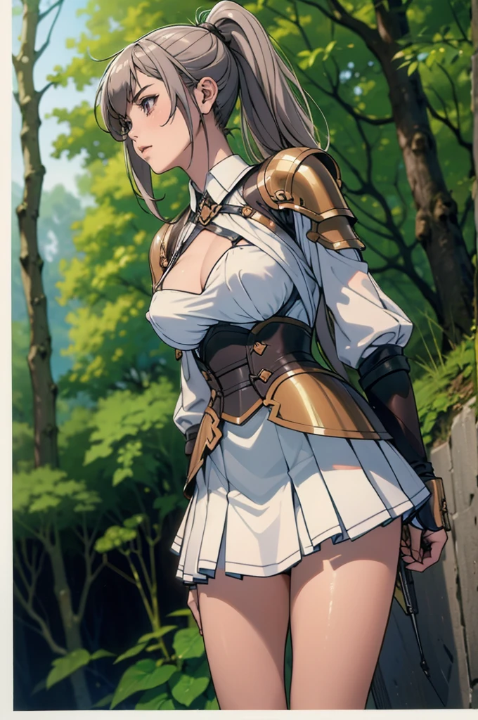 nsfw, best quality, official art, masterpiece, textile shading, HDR, gangbang, A female paladin, (in the forest), Wearing armor, metal armor, night, detailed aspects, Ultra-mini skirt 25cm above the knee, Surrounded by Goblins, Mr..々weapons, dirty,puffy nipple:1.5, large breasts, bikini tan:1.5, arms behind back:1.5, very long hair, brown hair, ponytail, restrained, pussy juice, hentai, rape face, intercourse with a goblin:1.35, vaginal penis:1.4, intercourse with a goblin:1.5, {{{girl on top:1.5}}}, barrette, {{rape:1.5}}