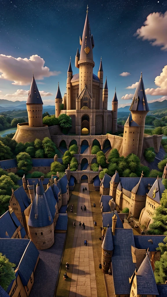 Harry Potter style、Good Youth、Western-style castle、Wizard、Flying in the sky on a broom