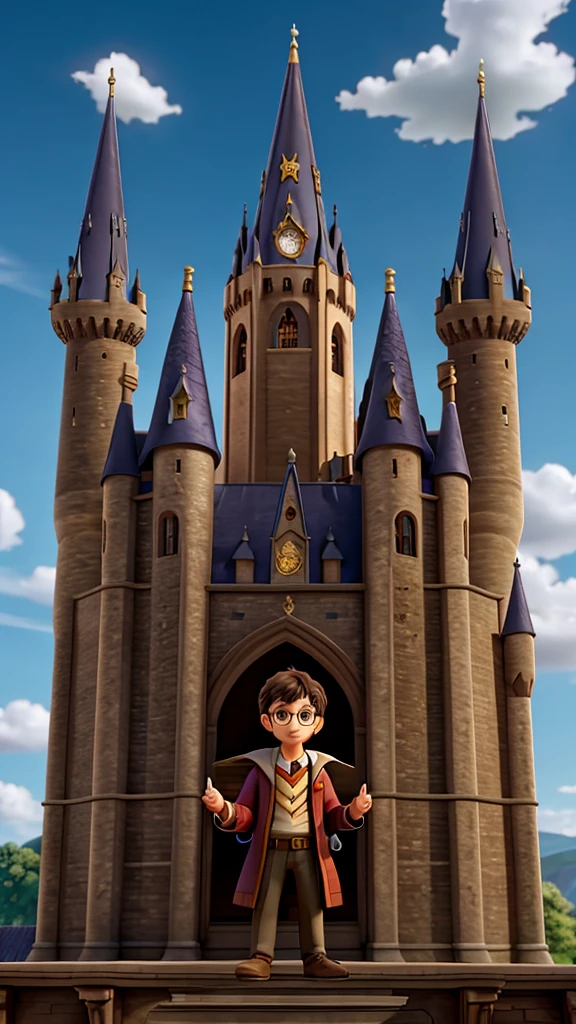 Harry Potter style、Good Youth、Western-style castle、Wizard、Flying in the sky on a broom