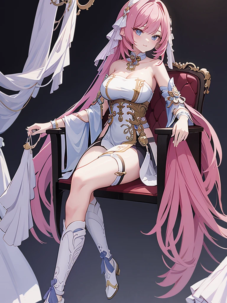 1girl,独奏,elysia,sit,armchair,Full body portrait,From the front,Looking at the audience