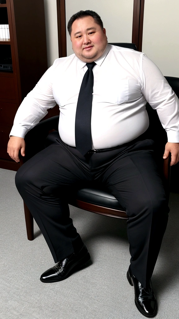 Older fat silver beard lord in suit and tie sit in a couch with a big dick
