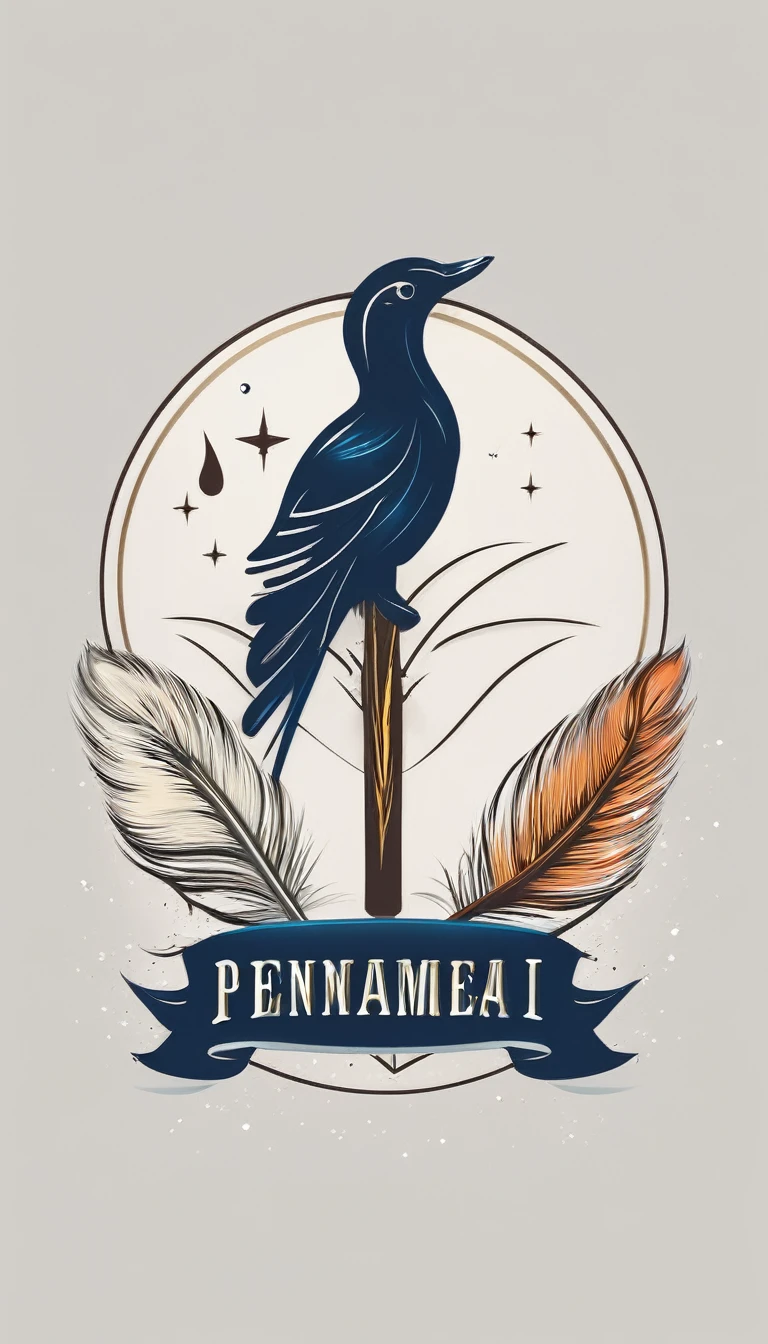 Create a minimal, modern, simple, inspirational, memorable, dream like icon design of a boy and a feather for the brand“Penamemoria".