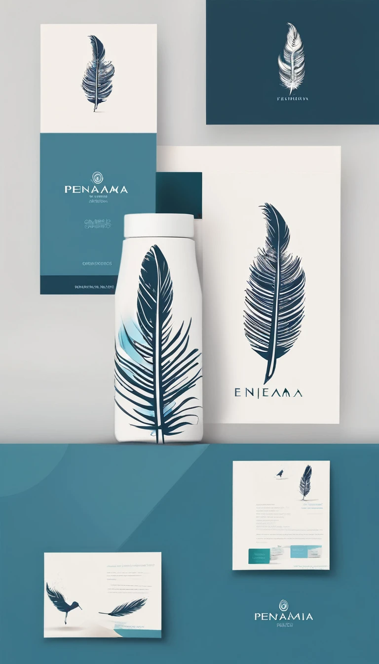 Create a minimal, modern, simple, inspirational, memorable, dream like icon design of a boy and a feather for the brand“Penamemoria".
