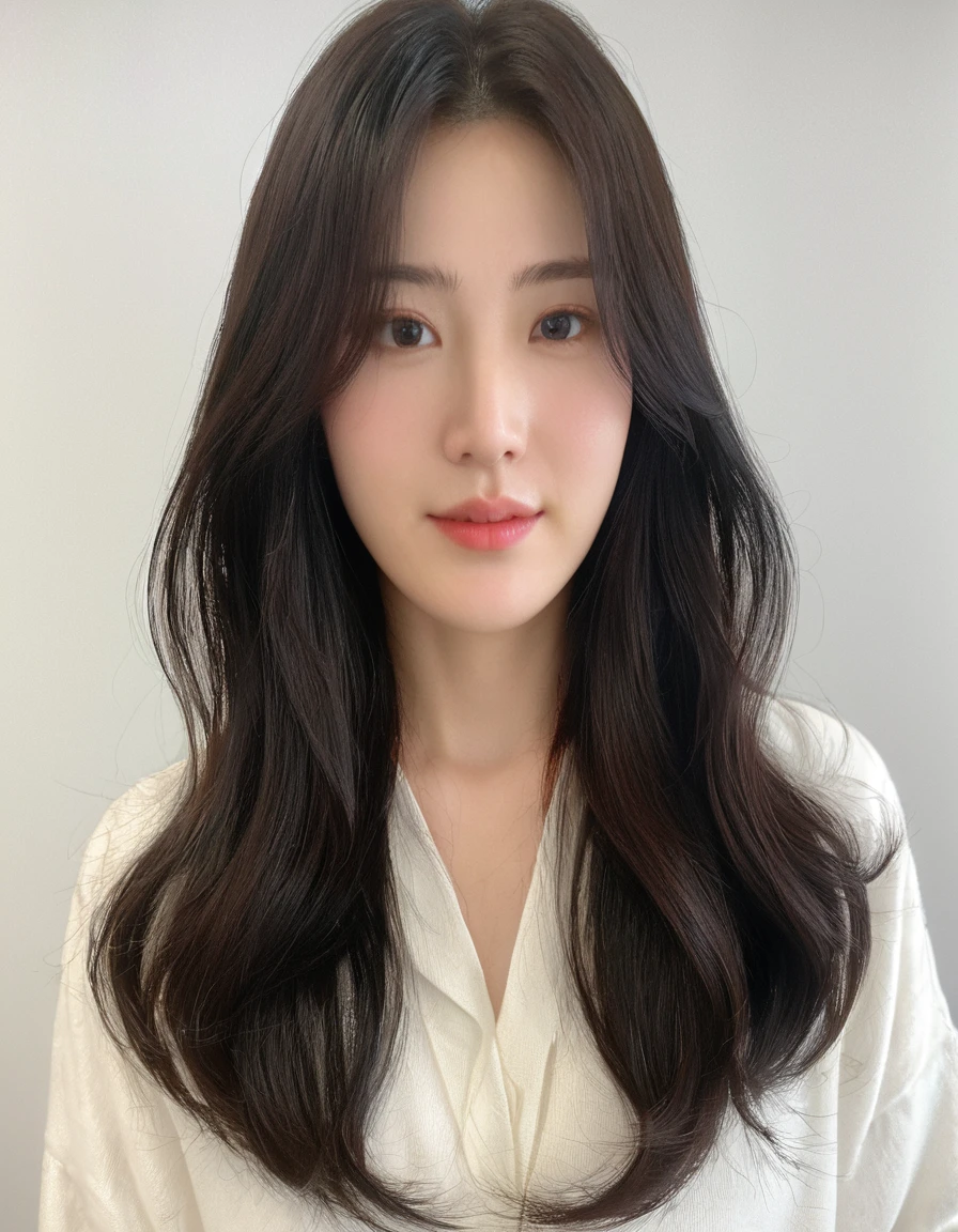 Best Quality, 8k, Masterpiece, (Portrait: 1.3), (photo realistic:1.4), (hyper realistic:1.4), Sharp Focus, looking at viewer, (smoother lighting:1.1), (increase cinematic lighting quality:0.9), realistic lighting, backlighting, light on face, ray trace, (brightening light:1.2), (Increase quality:1.4), sharp detail, (best quality real texture skin:1.4), finely detailed eyes, black_eyes, finely detailed face, 25 year old Korean woman