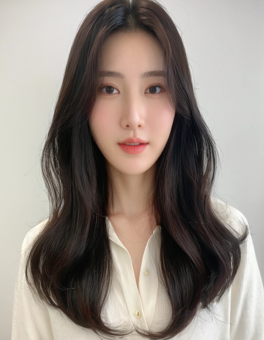 Best Quality, 8k, Masterpiece, (Portrait: 1.3), (photo realistic:1.4), (hyper realistic:1.4), Sharp Focus, looking at viewer, (smoother lighting:1.1), (increase cinematic lighting quality:0.9), realistic lighting, backlighting, light on face, ray trace, (brightening light:1.2), (Increase quality:1.4), sharp detail, (best quality real texture skin:1.4), finely detailed eyes, black_eyes, finely detailed face, 25 year old Korean woman