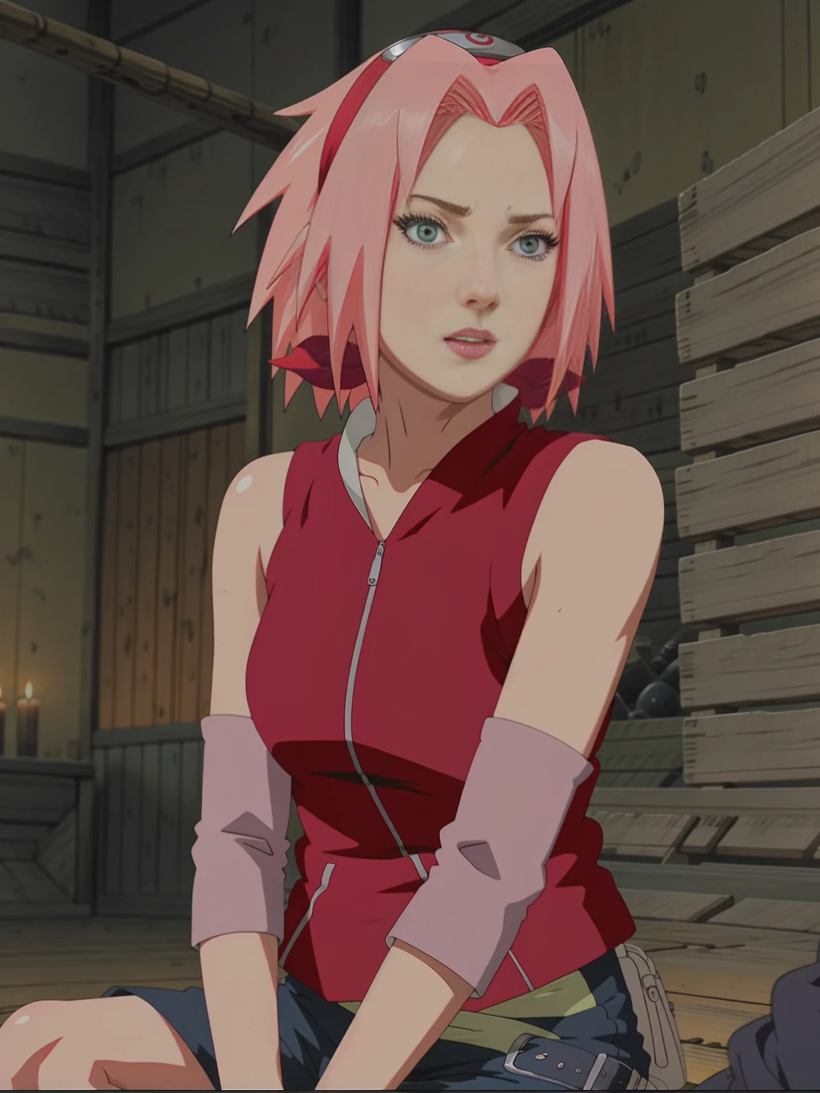 Japanese cartoons girl with pink hair and green eyes staring at something, Sakura Haruno, Sakura Haruno in slug sage mode, Sakura Haruno, Golden Eye Circle, Japanese cartoons火影”,Gold Collar, Pure white off-shoulder top，screenshot from a 2012s Japanese cartoons, Fine details. Japanese cartoons. From &quot;Final Fantasy 13&quot;, as an Japanese cartoons character
