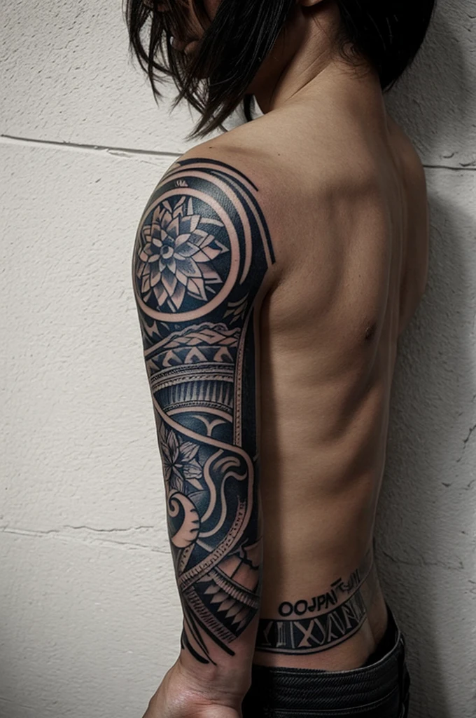 Forearm tattoo template that combines with a black out