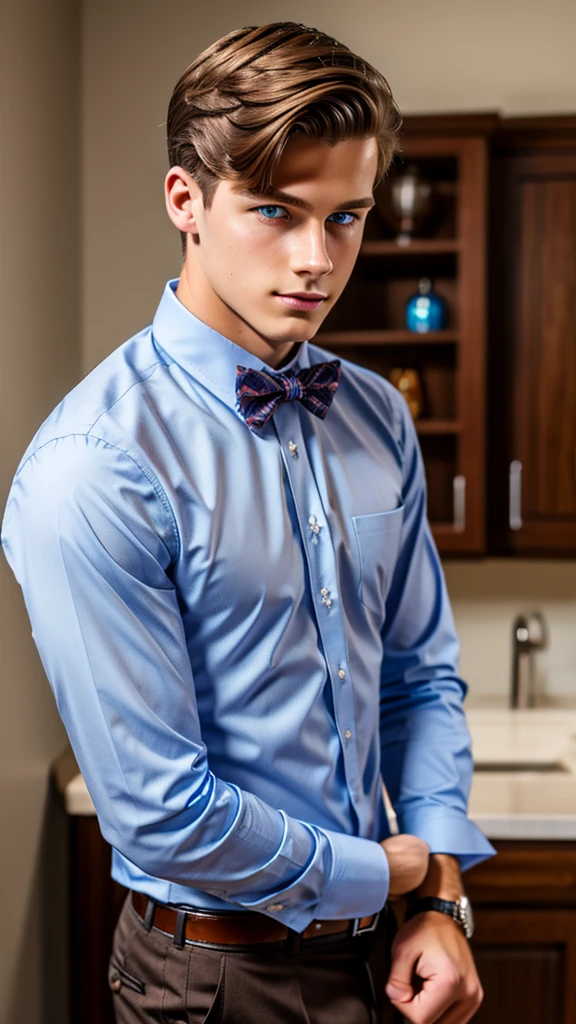 19 year old male wearing bow tie and button up
Physical Description: Brown colored hair and skinny build. 5"5 and 150 LB. Blue eyes.
.