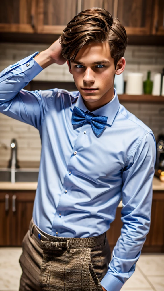 19 year old male wearing bow tie and lomg sleveed button up
4K HIGH REZ
Physical Description: Brown colored hair and skinny build. 5"5 and 150 LB. Blue eyes.
.