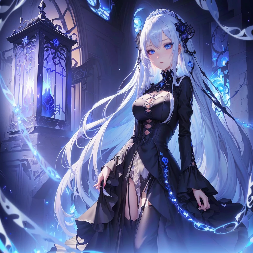 anime girl with long white hair and blue eyes in a black dress, gothic maiden anime girl, anime girl wearing a black dress, nightcore, anime art wallpaper 8 k, epic light novel art cover, cute anime waifu in a nice dress, anime style 4 k, beautiful fantasy anime, anime art wallpaper 4 k, anime art wallpaper 4k, detailed key anime art