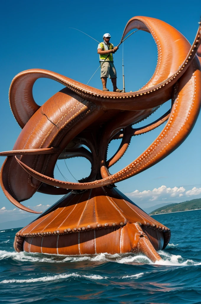 Fisherman ride giant squid