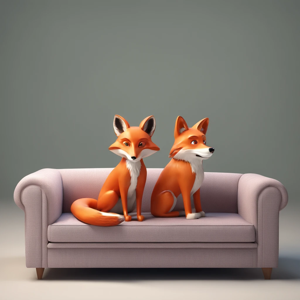 A fox and a dog wich are best friends chilling on a couch