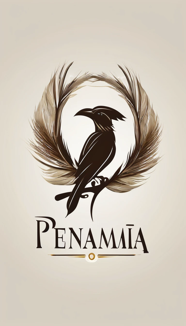 Create a minimal, modern, simple, inspirational, memorable, dream like logo design of a boy and a feather for the brand “Penamemoria".