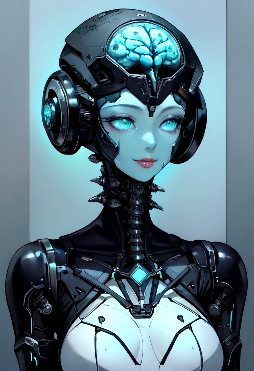 Highest quality,masterpiece,Intricate details,Browsing Caution,One girl,alone,(whole body:1.4),(A light smile),foot,Simple Background,Bright,lips,android alienígena,Simple Background,alien,In the brain (transparent:1.2) skull,(Organic Helmets),Beautiful futuristic woman with futuristic head,Dark White and Light Aquamarine Style,transparent感のある肌,Undefined Anatomy,Unusual arrangement of details,Alien World,Carved in essence,Tech Punk,spine,Exoskeleton,Colored skin,Upper Body,Shut your mouth,chest,Depth of written boundary,Ultra HD |,Dark Photos,bold, But elegant,Dense decoration,8K resolution,