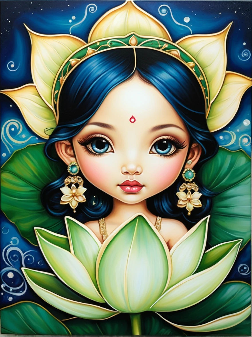 lotus flower, in style of Jasmine Becket-Griffith, detailed