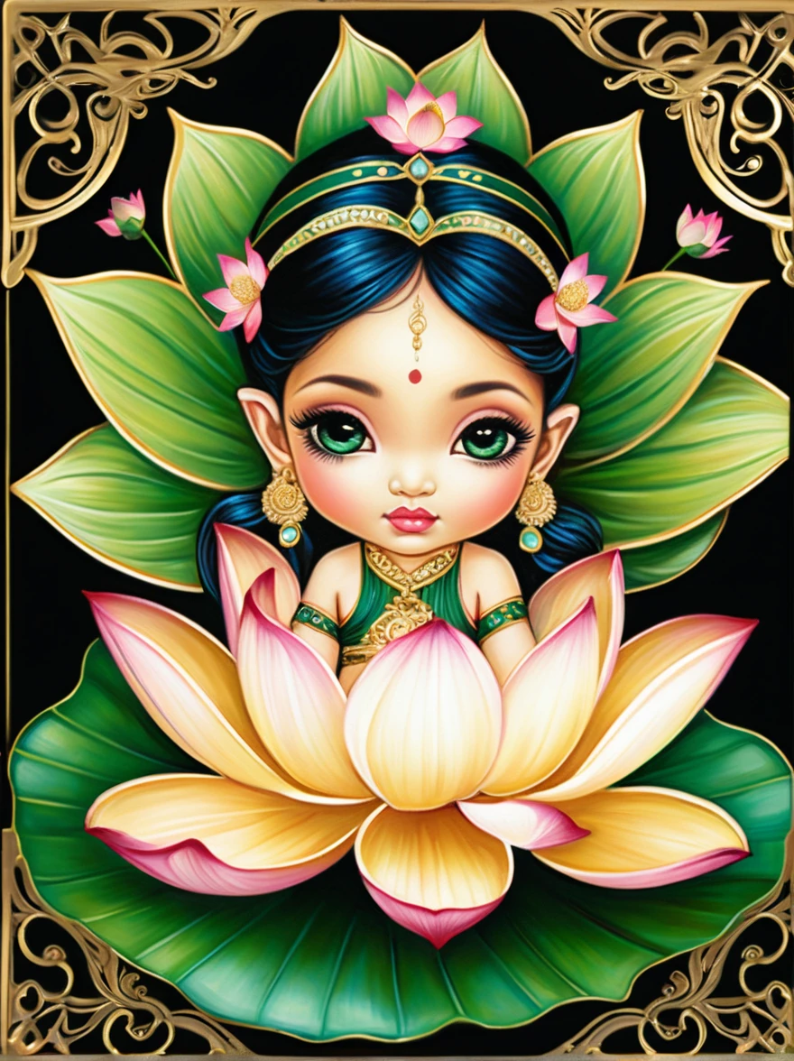 lotus flower, in style of Jasmine Becket-Griffith, detailed