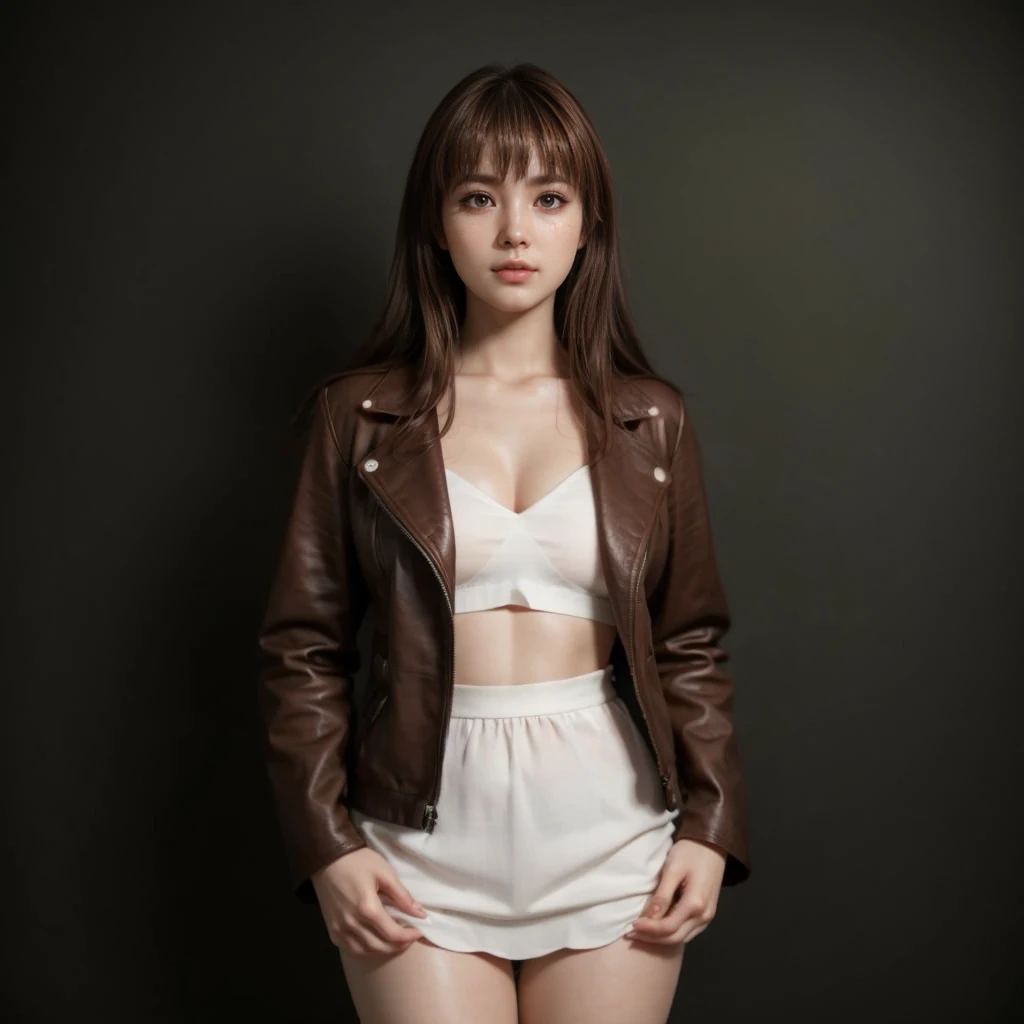 Kasumi, brown eyes, (best quality, ultra-detailed), (realistic:1.37), beautiful and detailed face, ultra-realistic texture, delicate face, delicate body, red lipstick, bright colors. High definition, 8K.