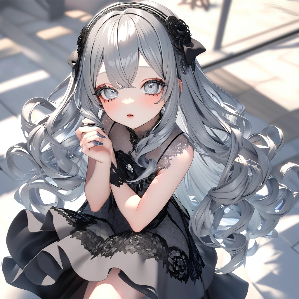 ゴスロリ系femaleの子。Evangelion Asuka。3D Gothic ta、female、A cool sheer dress for summer。cute。Beautiful。Cool。Long curled eyelashes。nail。Hairstyle: Long straight curly hair。Clear double eyelids、Drooping eyes。Clear eye color grey。