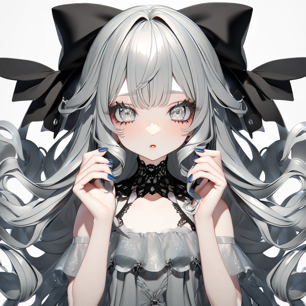 ゴスロリ系femaleの子。Evangelion Asuka。3D Gothic Lolita、female、A cool sheer dress for summer。cute。Beautiful。Cool。Long curled eyelashes。nail。Hairstyle: Long straight curly hair。Clear double eyelids、Drooping eyes。Clear eye color grey。