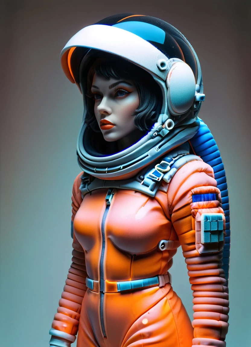 Abstract 1998, Fashion Photography, 24mm, Long Shot, A black female astronaut from the 60s wearing an orange spacesuit and a large plexiglass helmet , 80 degree field of view, art：Victor Moscoso and Bridget Riley Kodak Acre 100 8K, カーネ・グリフィスの流体artで魔法のように, Conrad Rosett Ilya Kuvshinov, Mark Fielding, Zwy Studio Highlights, salt. art：sergio lopez, Natalie Shau., Peter Glick: Sharp focus with exquisite detailing RAL fitting form, Scattered beneath the surface, PhotoRealistic, HyperRealistic, Analog Style, Realistic, Film Photography, Soft lighting, Dark Shadows, Neon orange ombre color scheme, Neon Pink, Neon Blue, Neon Yellow, Neon Green,