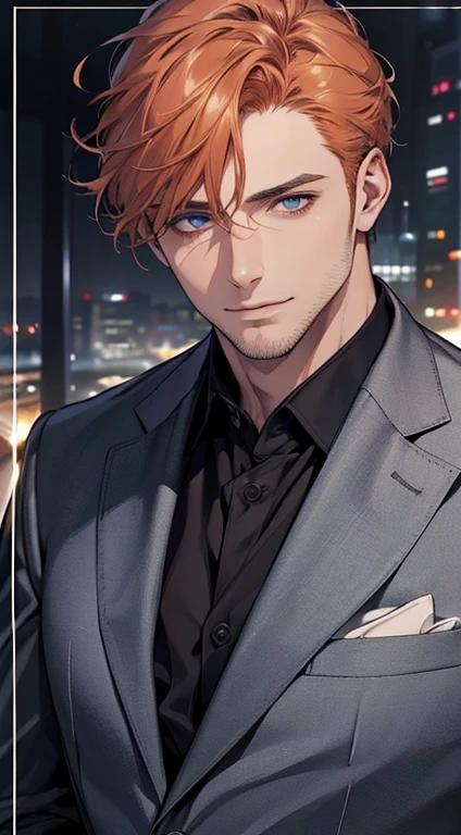(best quality,4k,8k,highres,masterpiece:1.2),ultra-detailed,(realistic,photorealistic,photo-realistic:1.37),1 man,31 years old,mature man,very handsome,without expression,smile,short grey b
Orange hair,blue eyes,penetrating gaze,perfect face without errors,imposing posture,businessman,office background,cinematic lighting,hdr image