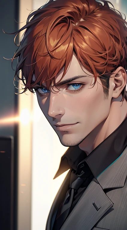 (best quality,4k,8k,highres,masterpiece:1.2),ultra-detailed,(realistic,photorealistic,photo-realistic:1.37),1 man,31 years old,mature man,very handsome,without expression,smile,short grey b
Orange hair,blue eyes,penetrating gaze,perfect face without errors,imposing posture,businessman,office background,cinematic lighting,hdr image
