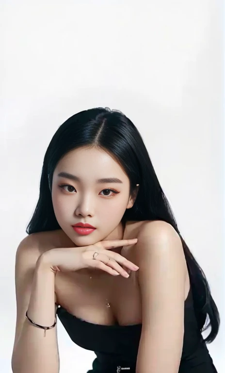 a closeup of a woman in a black dress posing for a photo, asian features, jennie pink black, a young asian woman, beautiful south korean woman, Beautiful young Korean woman, gongbi, chen xintong, portrait of jossi de blackpink, Southeast Asian with round face, beautiful chinese model, jossi de blackpink, Beautiful young Korean woman