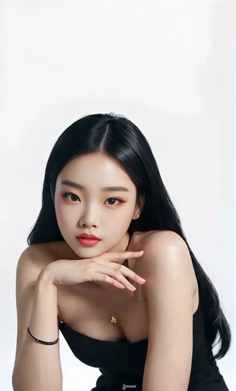 a closeup of a woman in a black dress posing for a photo, asian features, jennie pink black, a young asian woman, beautiful south korean woman, Beautiful young Korean woman, gongbi, chen xintong, portrait of jossi de blackpink, Southeast Asian with round face, beautiful chinese model, jossi de blackpink, Beautiful young Korean woman