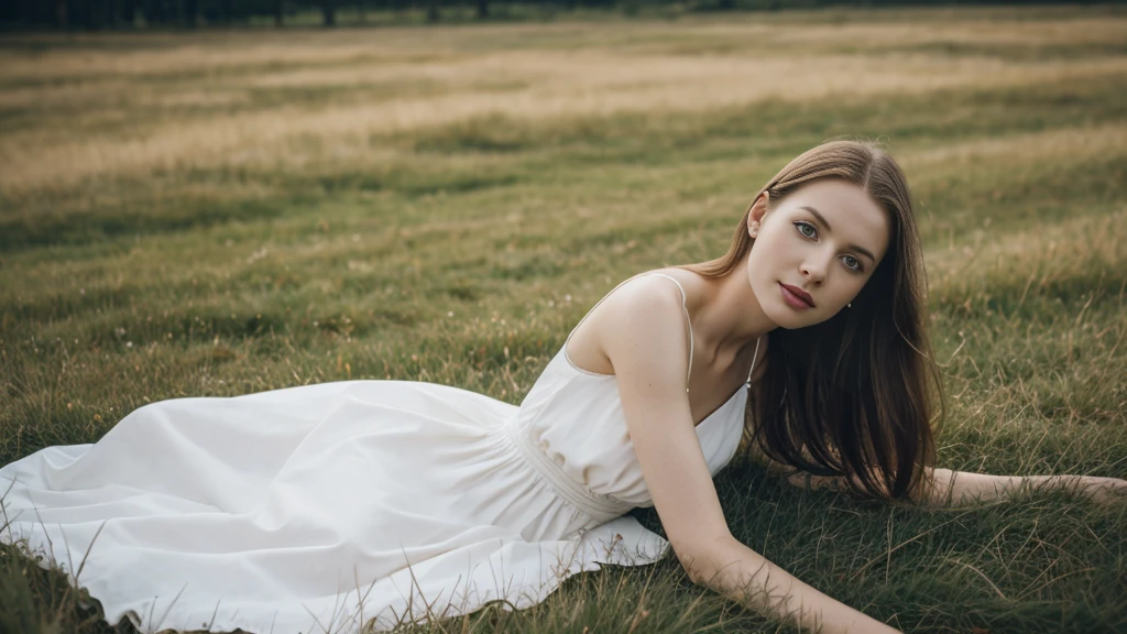 an icelandic woman with beautiful Delicate eyes, Beautiful and delicate lips, Extremely detailed face and skin, Pale skin, 23 years old,Wearing a long dress with spaghetti straps,high heels, medium long shot, Lying comfortably on the grass in the park,
panoramic view, (long legs), (full body portrait). Beautiful photography,Long eyelashes, Good anatomy , Practical skin texture, Delicate eyes, professional, 4K, Wide-angle lens, Optical Depth of Field, Kodak Vision Color, Perfectly proportioned body, Extremely detailed, ultra-photoPractical, Practical, Post-Processing, Maximum details, Roughness, real life, ultra -Practical, Photorealism, photography, 8K Ultra HD, photography