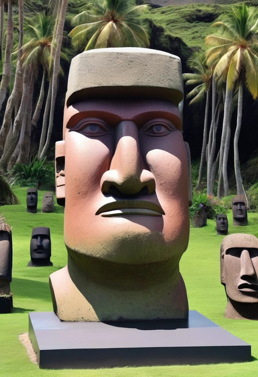 Donald Trump as an Easter Island statue