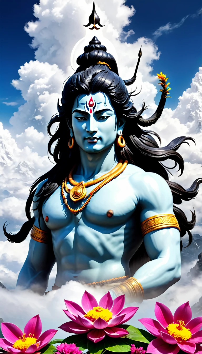 Generator Mahadev image background and flowers in cloud