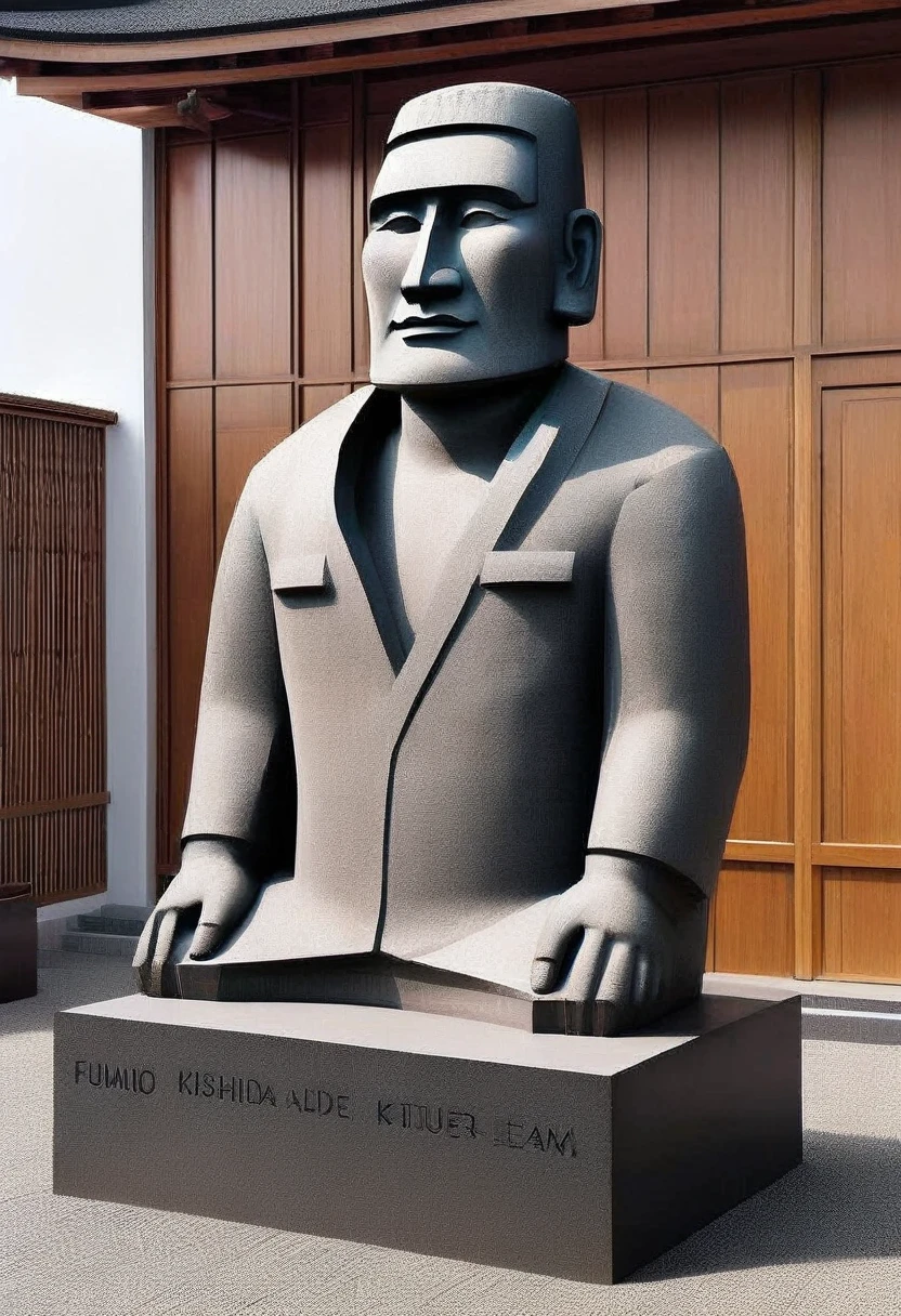 Fumio Kishida became the statue of Easter Island