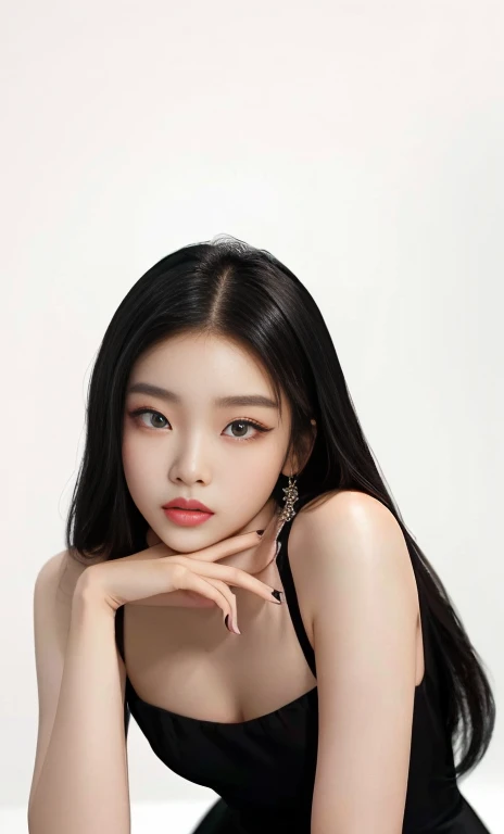 a closeup of a woman in a black dress posing for a photo, asian features, jennie pink black, a young asian woman, beautiful south korean woman, Beautiful young Korean woman, gongbi, chen xintong, portrait of jossi de blackpink, Southeast Asian with round face, beautiful chinese model, jossi de blackpink, Beautiful young Korean woman