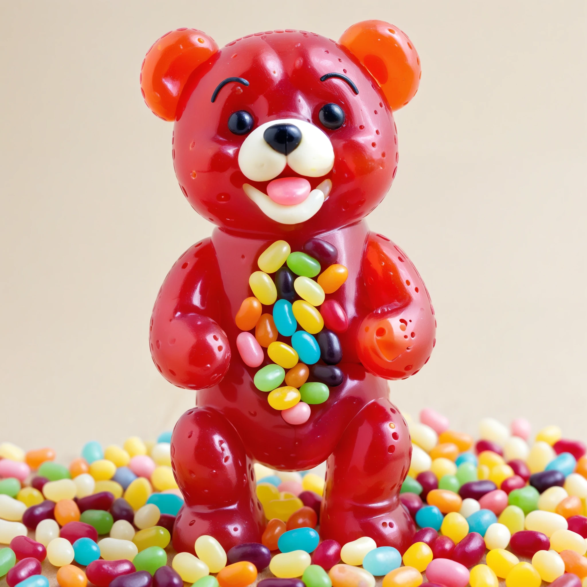 happy bear made from tiny jellybeans <lora:Jelly_Beans:0.8>, standing