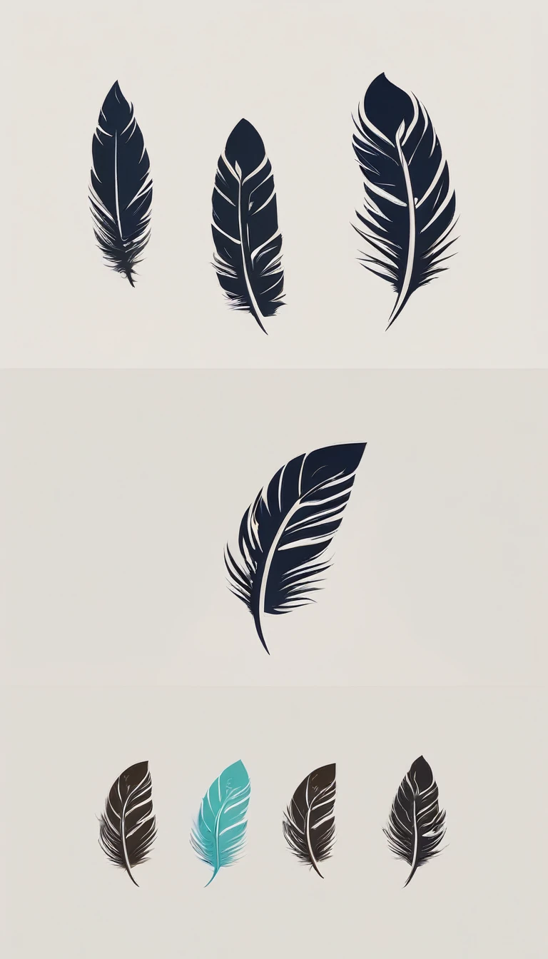 A minimal, modern, simple, cinematic logo design for the brand “Penamemoria". Create a modern, minimalistic, high-quality, icon of a boy feather
