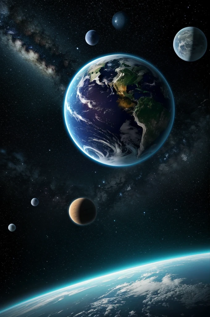 A dreamy planet and put a font "Omniverse"