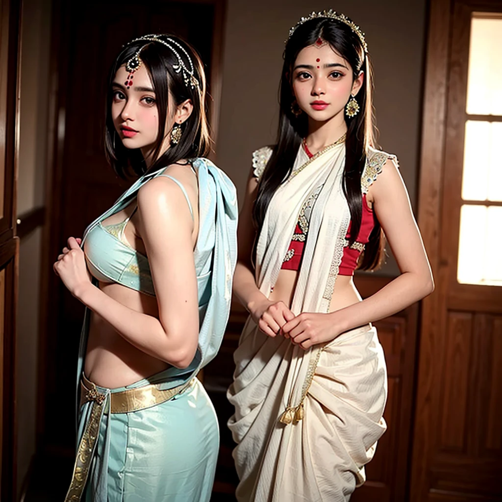 ((best quality)), ((masterpiece)), (detailed), Beautiful indian woman, thin saree, photos